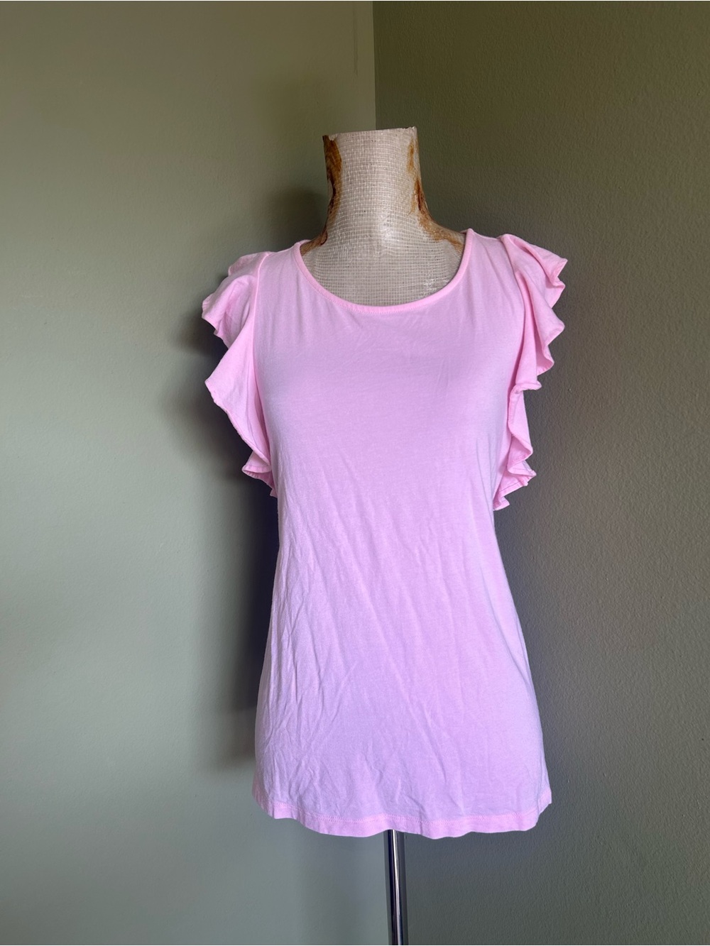 Lilly Pulitzer Light Pink Ruffle Sleeve Racerback Tee Sz S